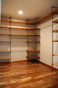 Closet shelving made from pipes